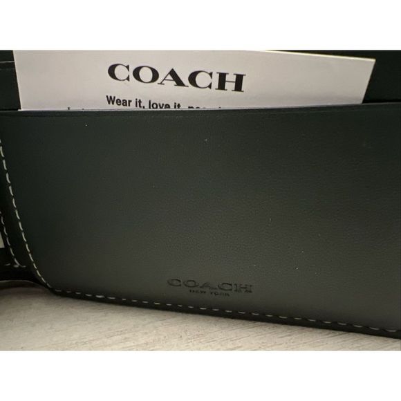 COACH Mens 3n1 Wallet/Card Case Printed Coated Canvas Monogram Amazon Green - Picture 10 of 12